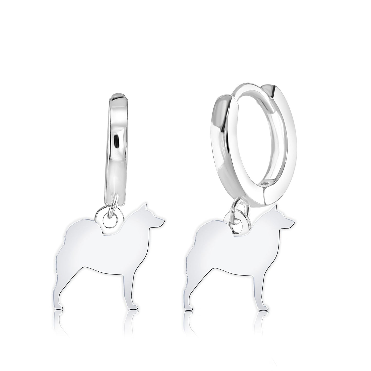 Finnish Spitz Silhouette Silver Earrings - MYLEE London
