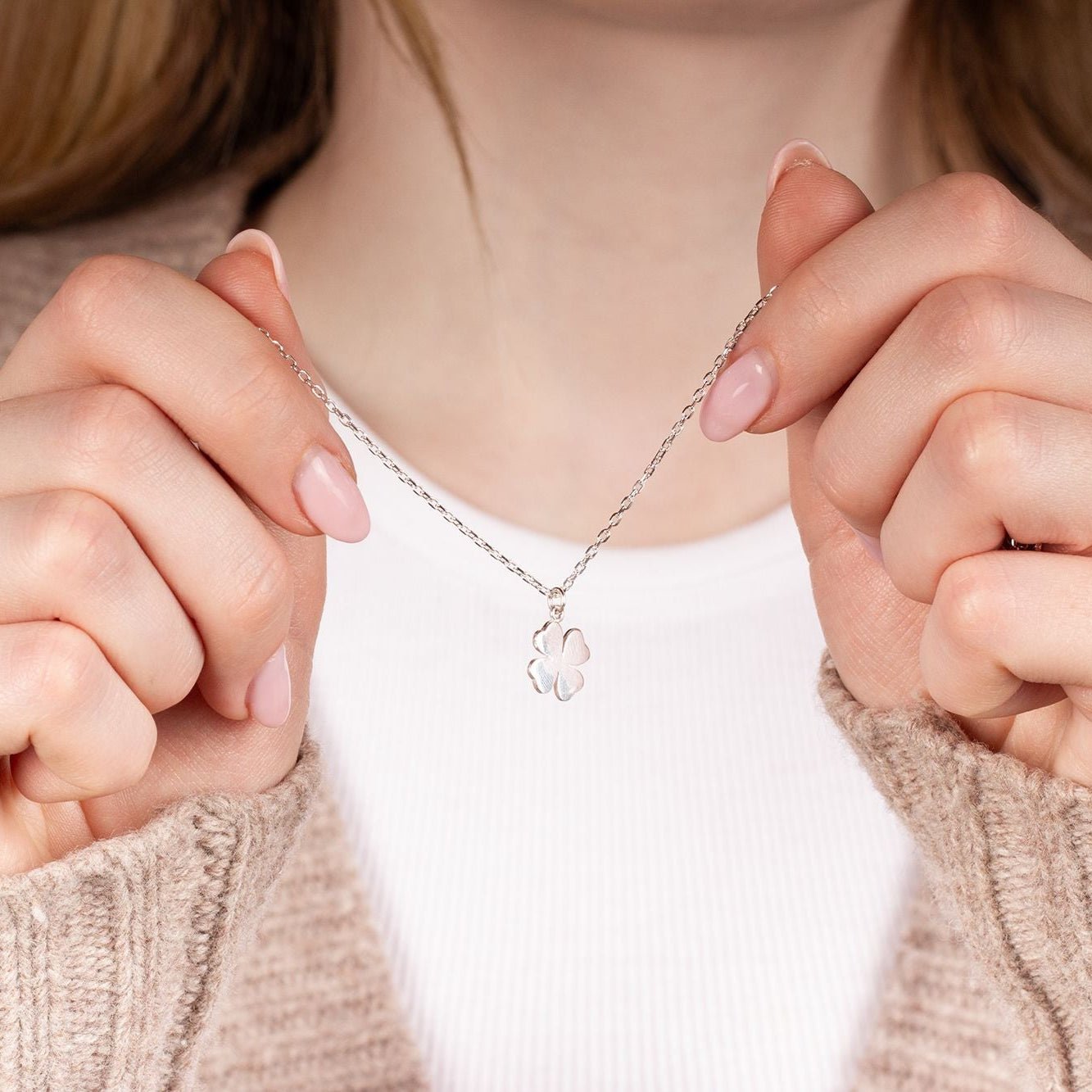 Four Leaf Clover Necklace - Sterling Silver - MYLEE London