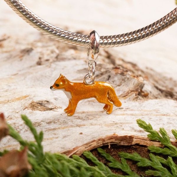 Fox Charm - Enamelled Sterling Silver - MYLEE London
