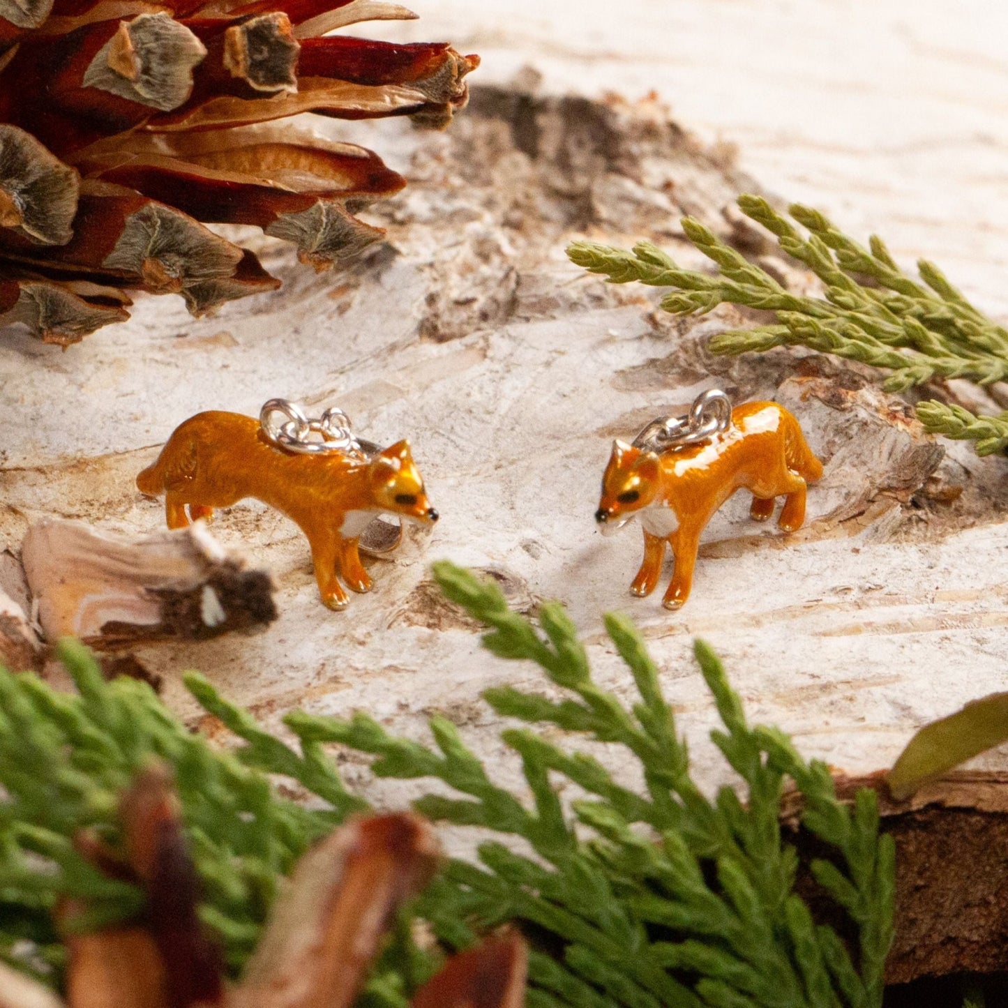 Fox Charm - Enamelled Sterling Silver - MYLEE London