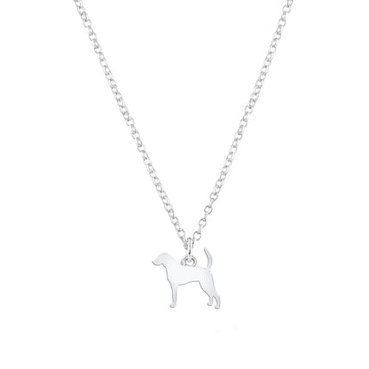 Foxhound Silhouette Silver Necklace - Personalised - MYLEE London