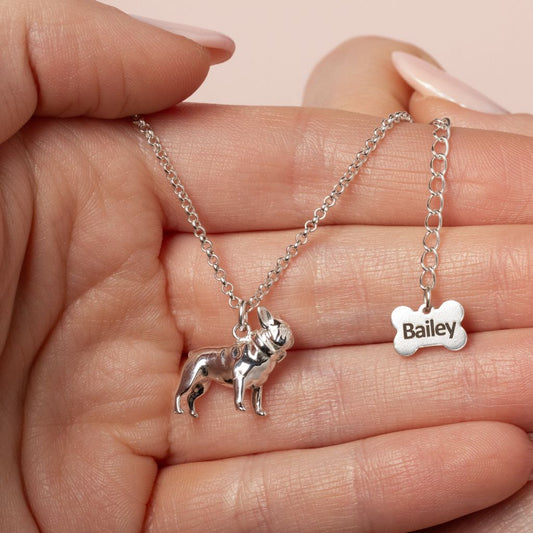 French Bulldog Silver Necklace - Personalised - MYLEE London