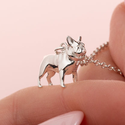 French Bulldog Silver Necklace - Personalised - MYLEE London