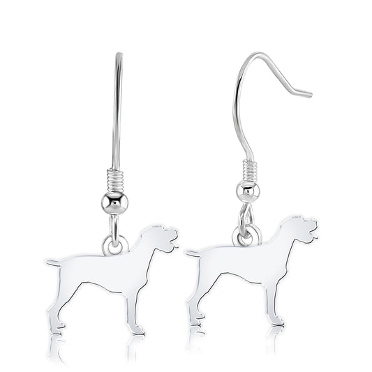 German Longhaired Pointer Silhouette Silver Earrings - MYLEE London