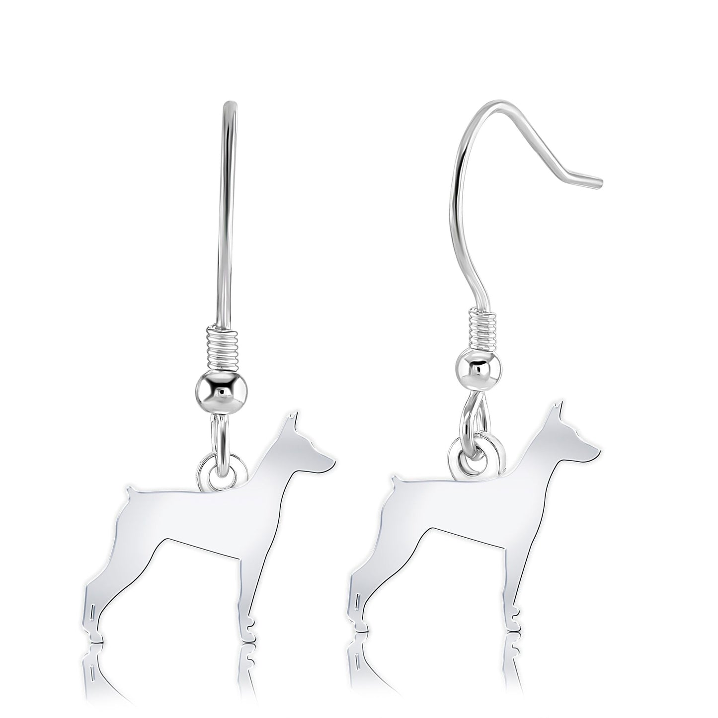 German Pinscher Silhouette Silver Earrings - MYLEE London