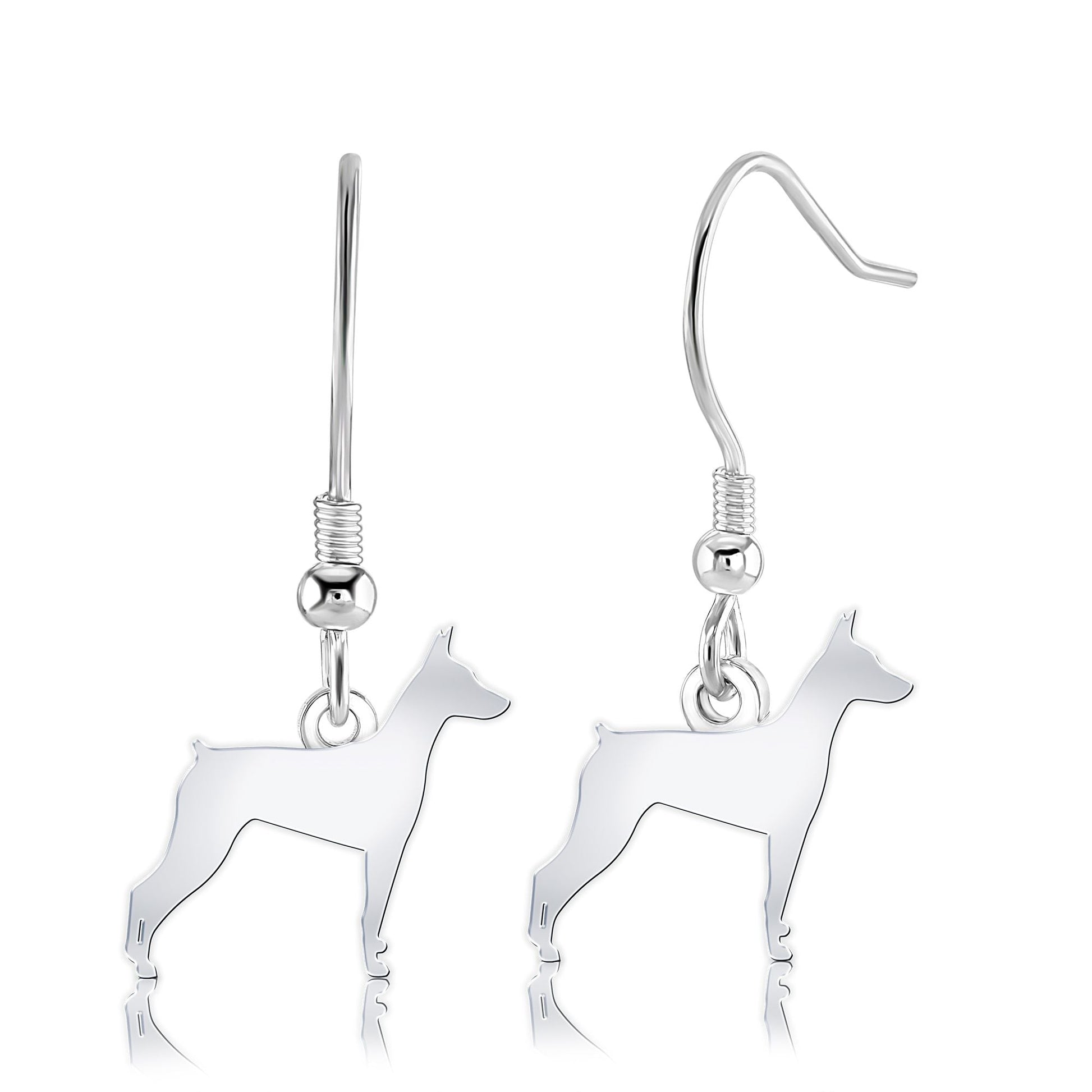 German Pinscher Silhouette Silver Earrings - MYLEE London