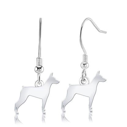 German Pinscher Silhouette Silver Earrings - MYLEE London