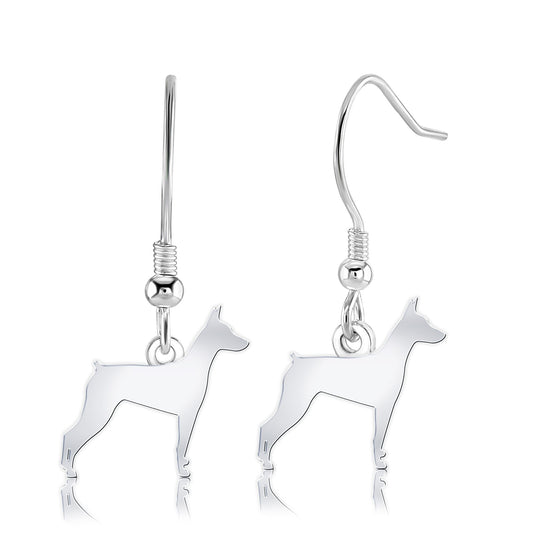 German Pinscher Silhouette Silver Earrings - MYLEE London