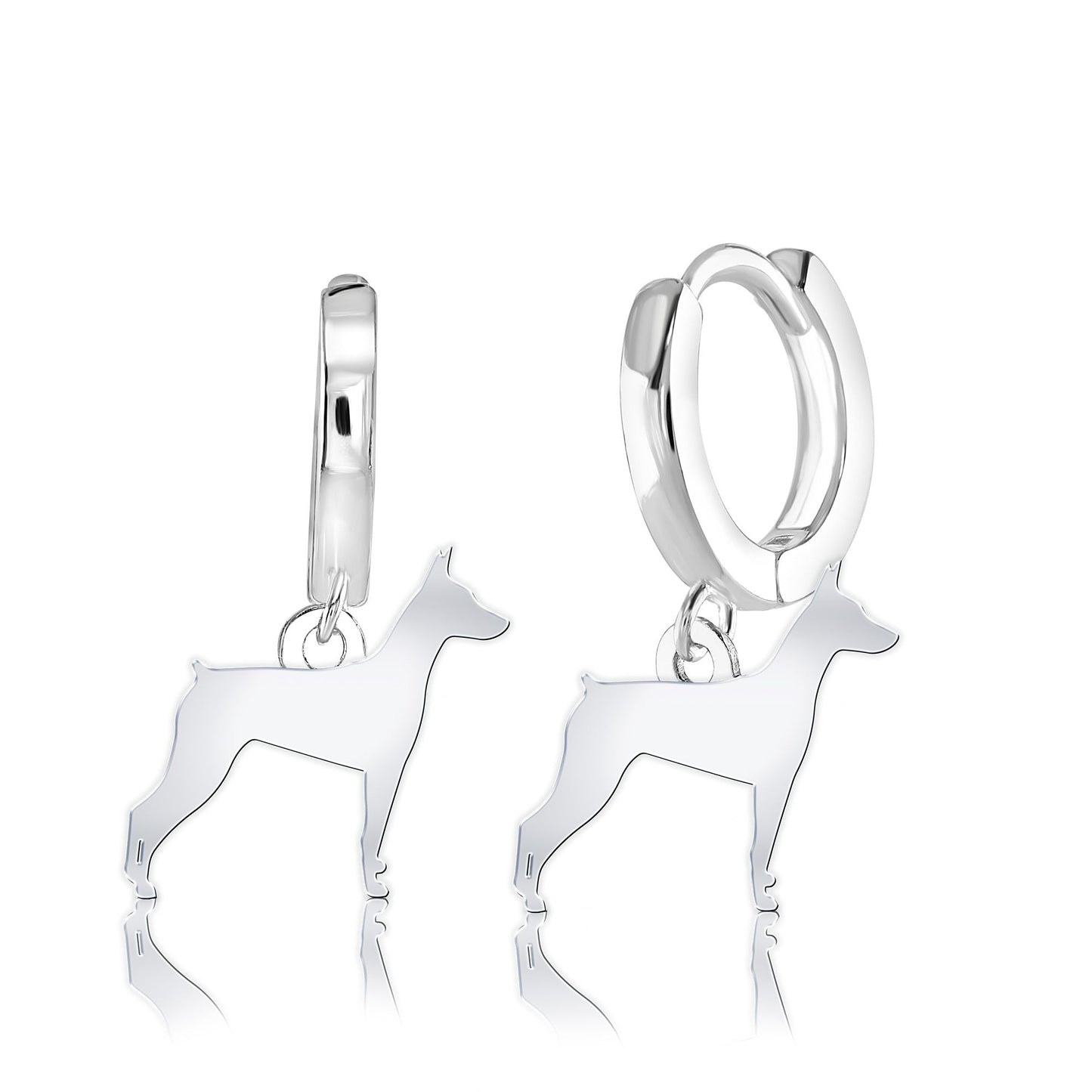 German Pinscher Silhouette Silver Earrings - MYLEE London