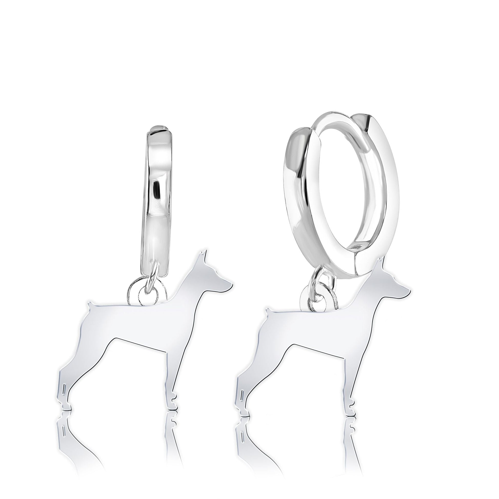 German Pinscher Silhouette Silver Earrings - MYLEE London