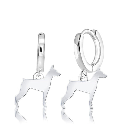 German Pinscher Silhouette Silver Earrings - MYLEE London