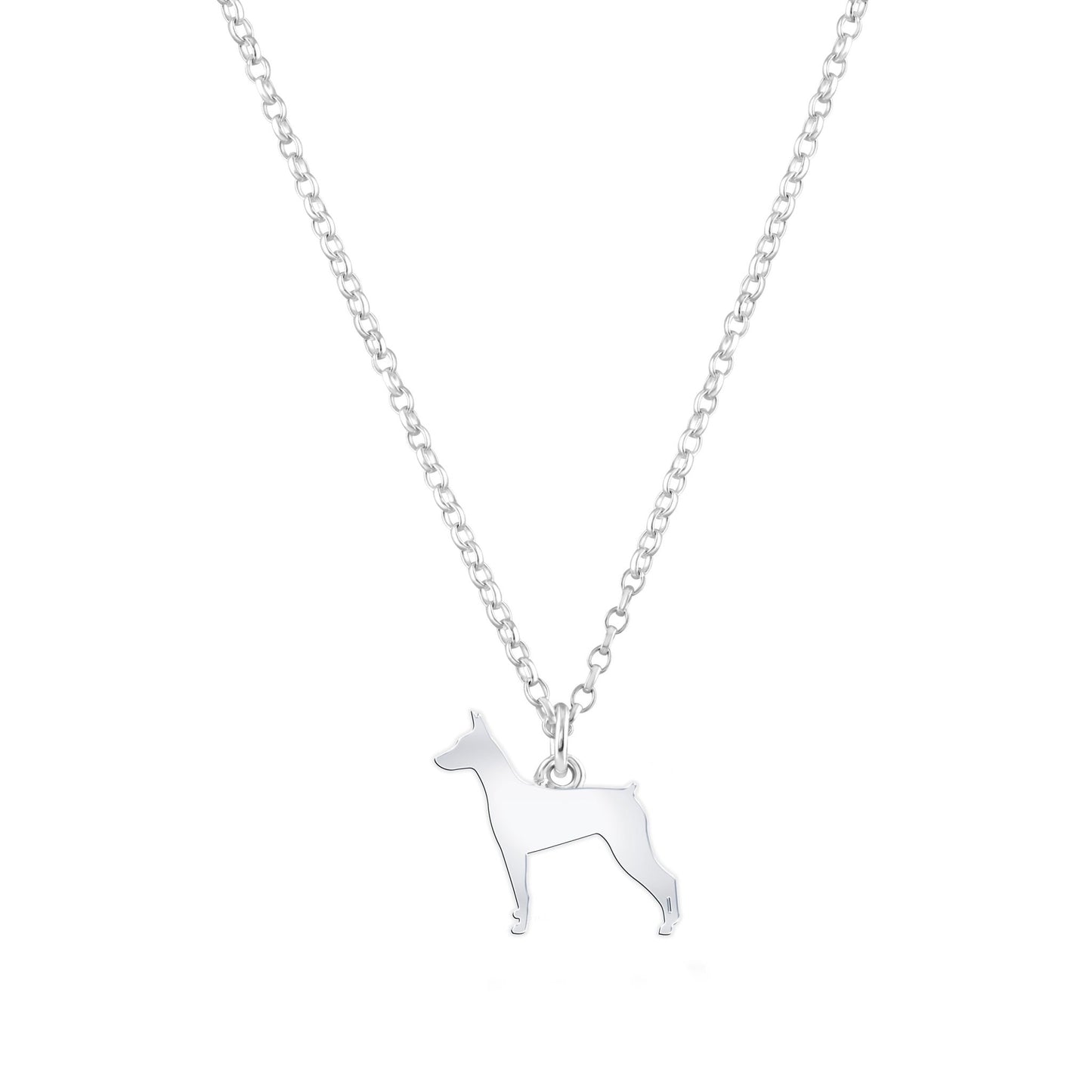 German Pinscher Silhouette Silver Necklace - Personalised - MYLEE London