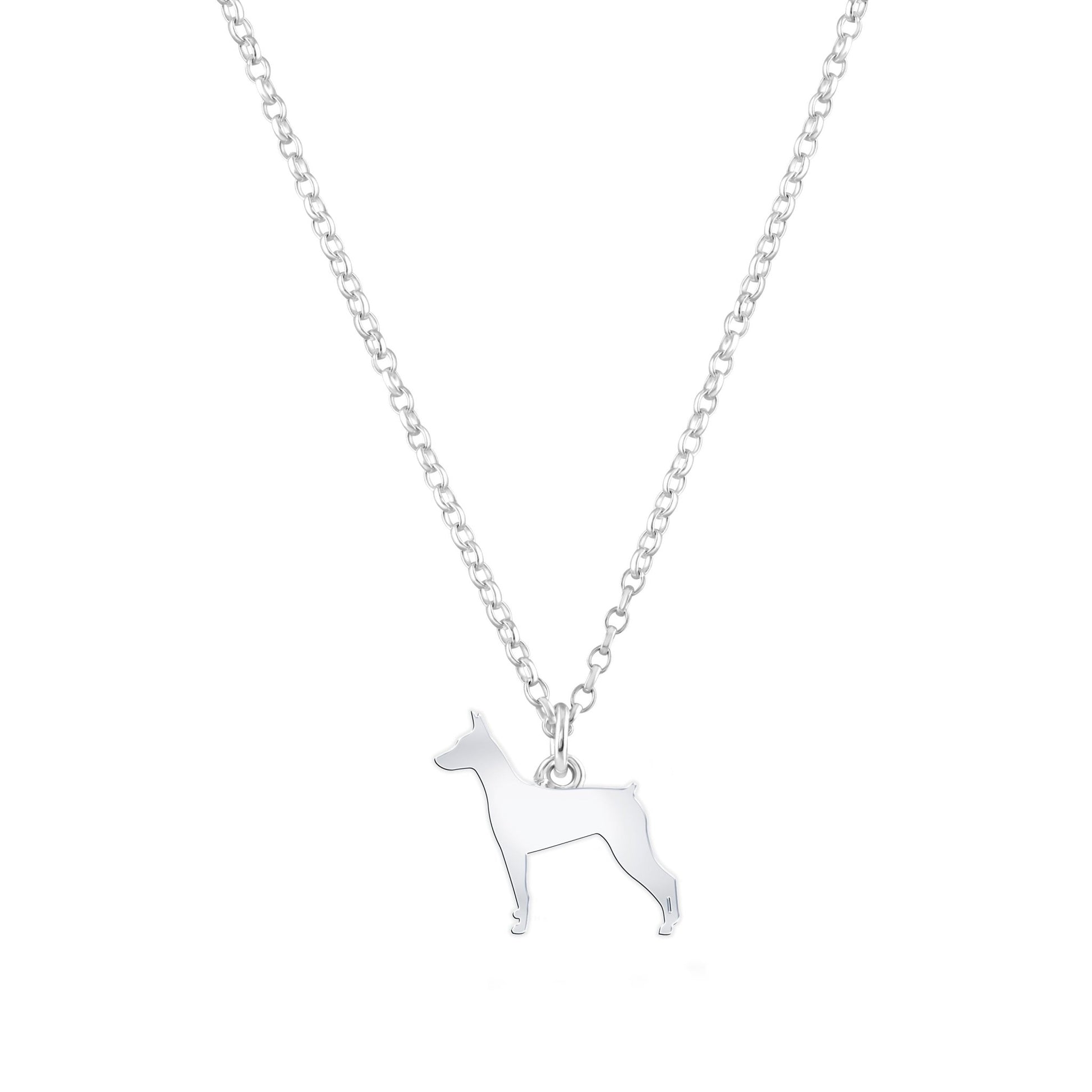 German Pinscher Silhouette Silver Necklace - Personalised - MYLEE London