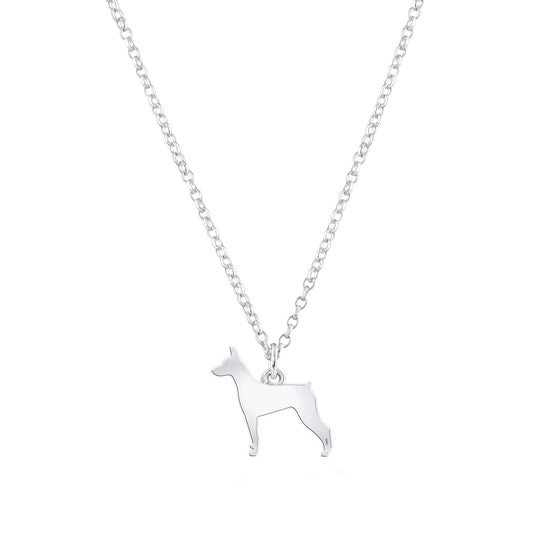German Pinscher Silhouette Silver Necklace - Personalised - MYLEE London