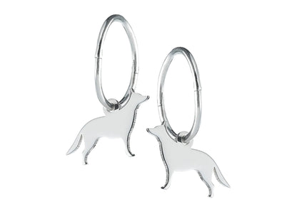 German Shepherd Silhouette Silver Earrings - MYLEE London