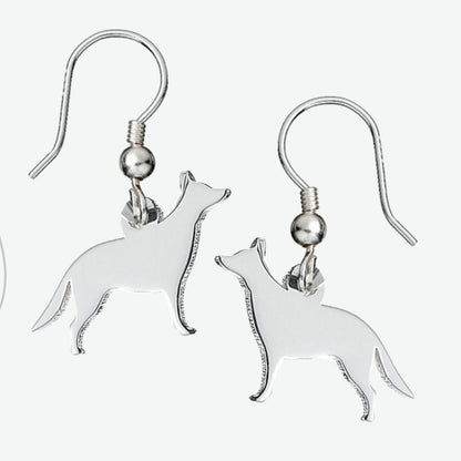 German Shepherd Silhouette Silver Earrings - MYLEE London