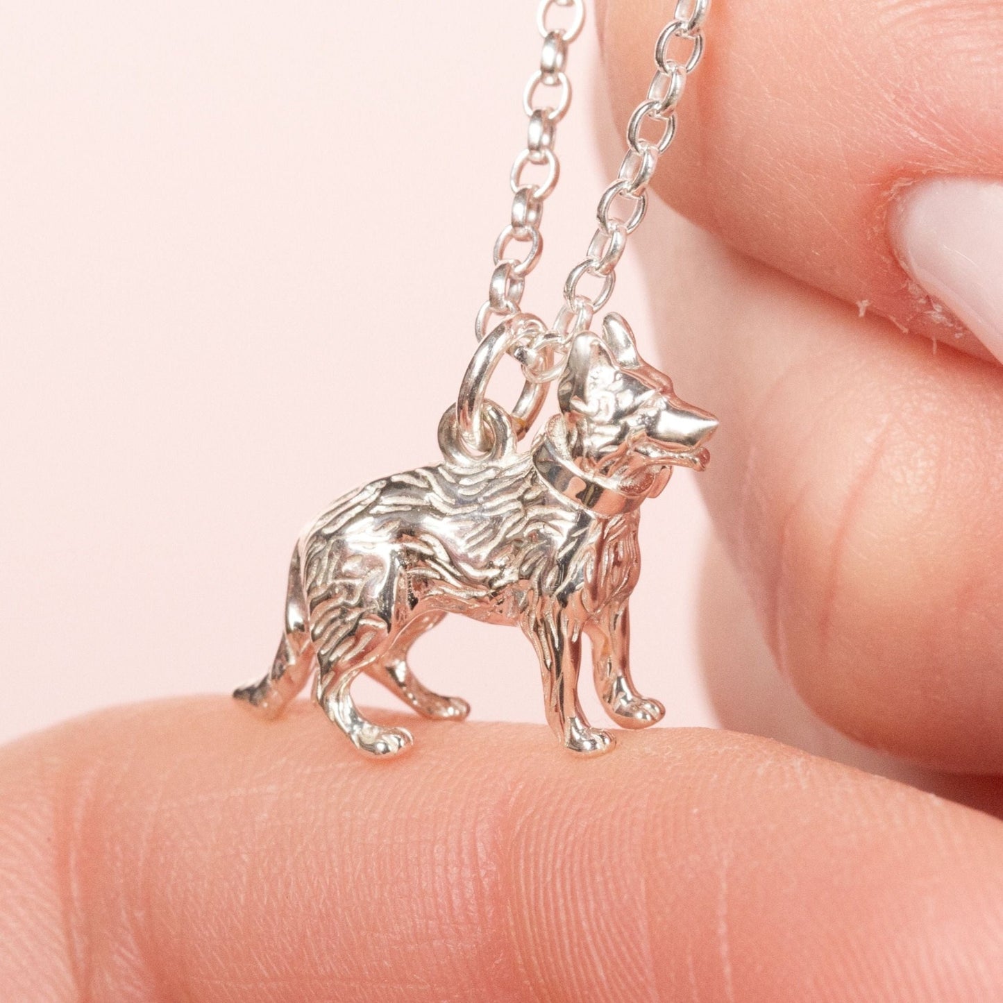German Shepherd Silver Necklace - Personalised - MYLEE London