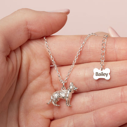 German Shepherd Silver Necklace - Personalised - MYLEE London
