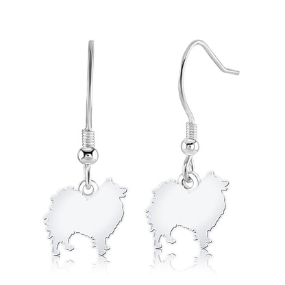 German Spitz Silhouette Silver Earrings - MYLEE London