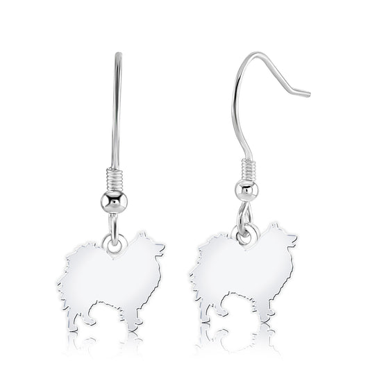 German Spitz Silhouette Silver Earrings - MYLEE London