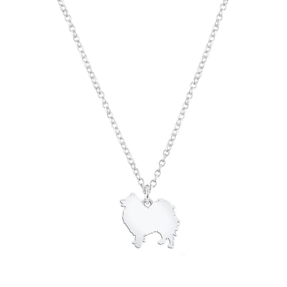 German Spitz Silhouette Silver Necklace - Personalised - MYLEE London