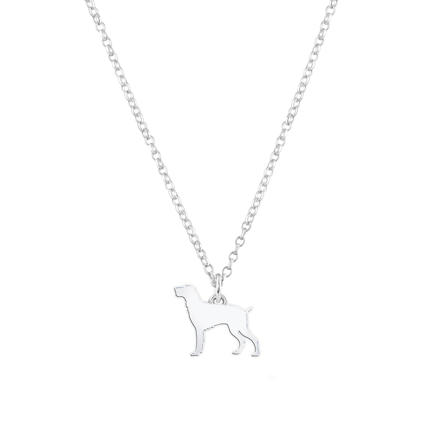 German Wirehaired Pointer Silhouette Silver Necklace - Personalised - MYLEE London