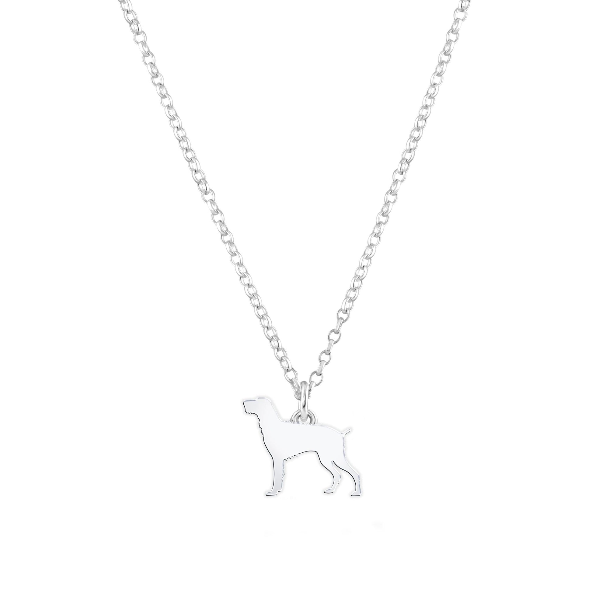 German Wirehaired Pointer Silhouette Silver Necklace - Personalised - MYLEE London
