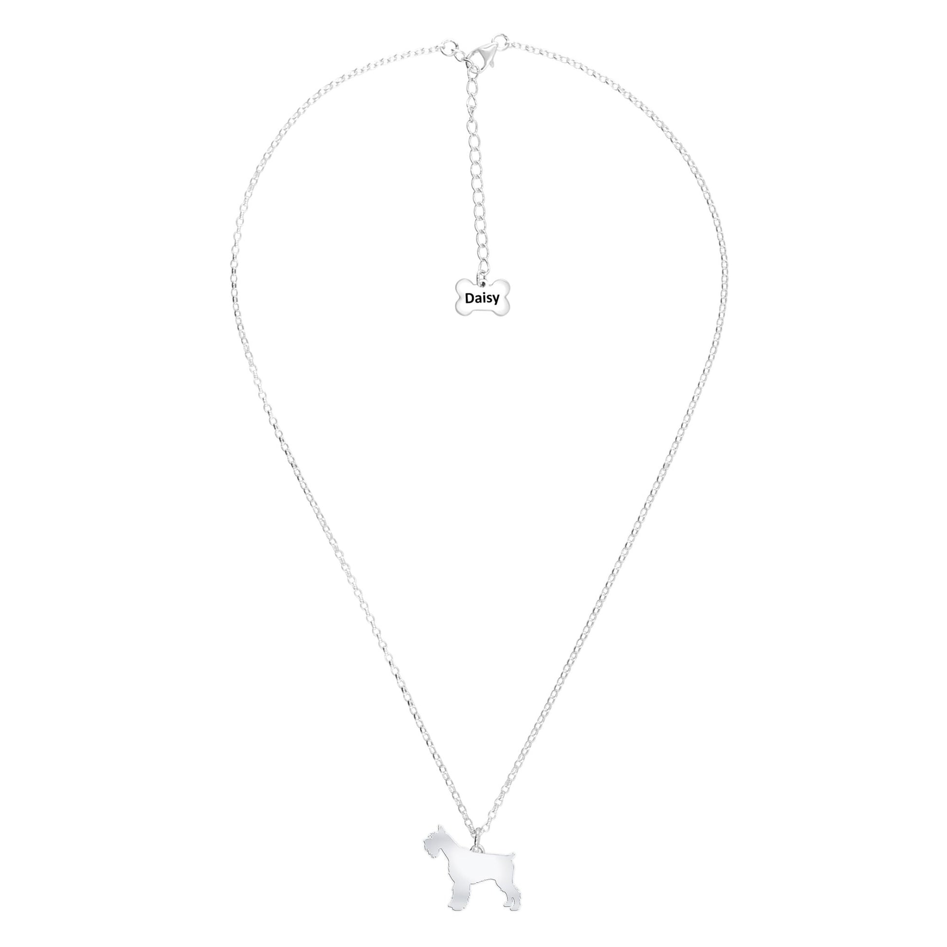 Giant Schnauzer Silhouette Silver Necklace - Personalised - MYLEE London