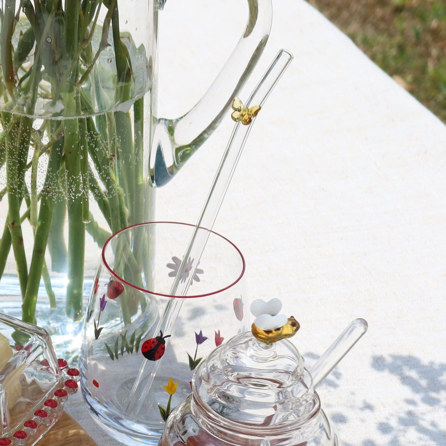 Glass Drinking Straw with Butterfly - MYLEE London