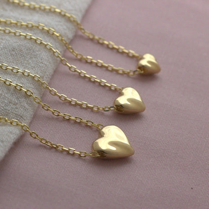 Gold Plated Sterling Silver Sculpted Heart Necklace - MYLEE London