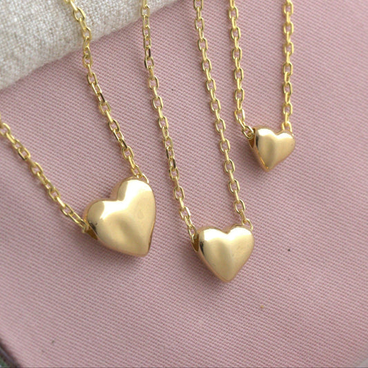 Gold Plated Sterling Silver Sculpted Heart Necklace - MYLEE London