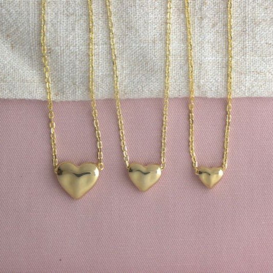 Gold Plated Sterling Silver Sculpted Heart Necklace - MYLEE London