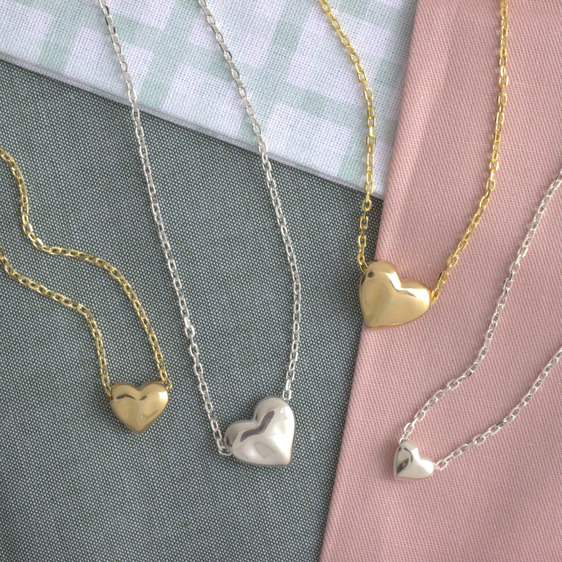 Gold Plated Sterling Silver Sculpted Heart Necklace - MYLEE London