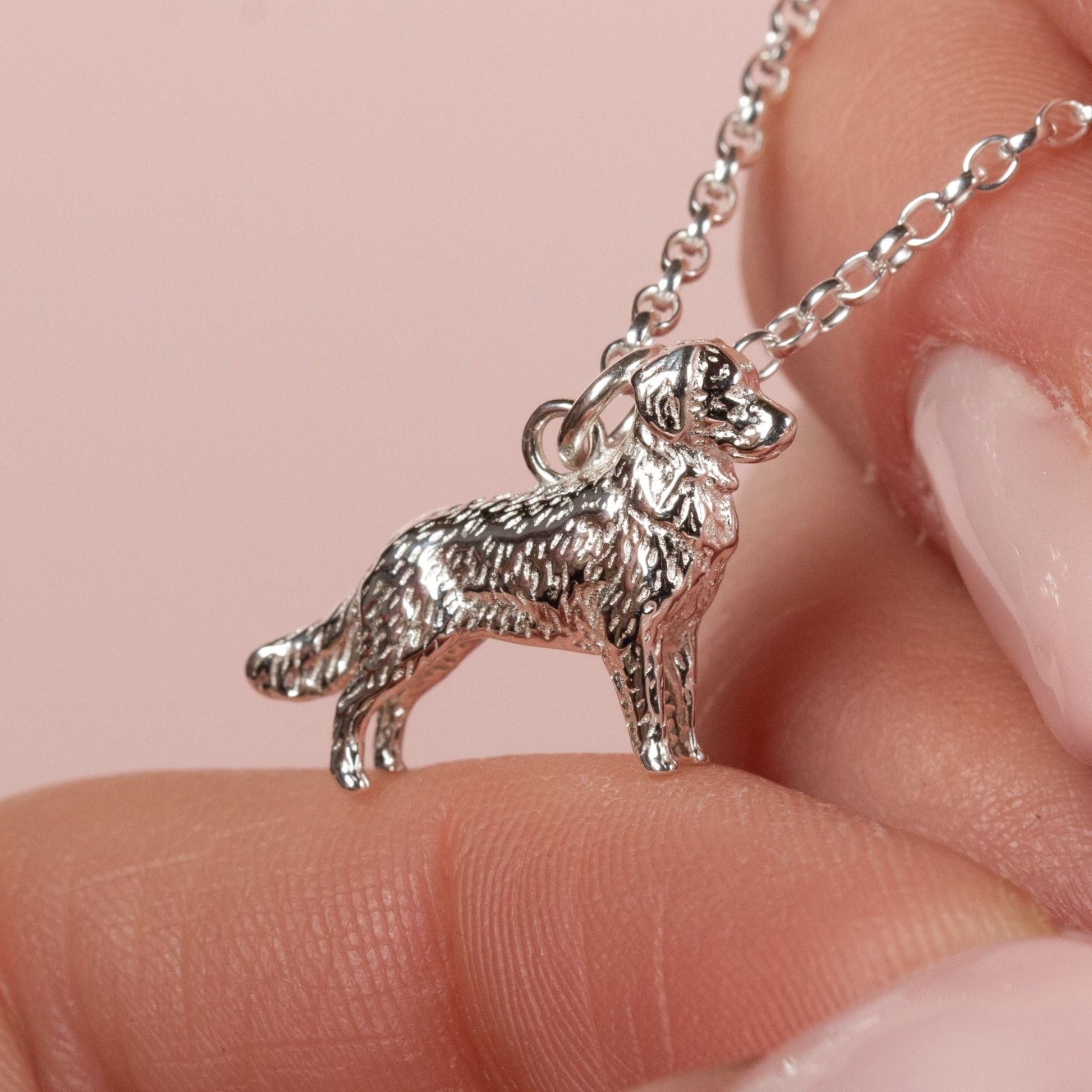 Golden Retriever Silver Necklace - Personalised - MYLEE London