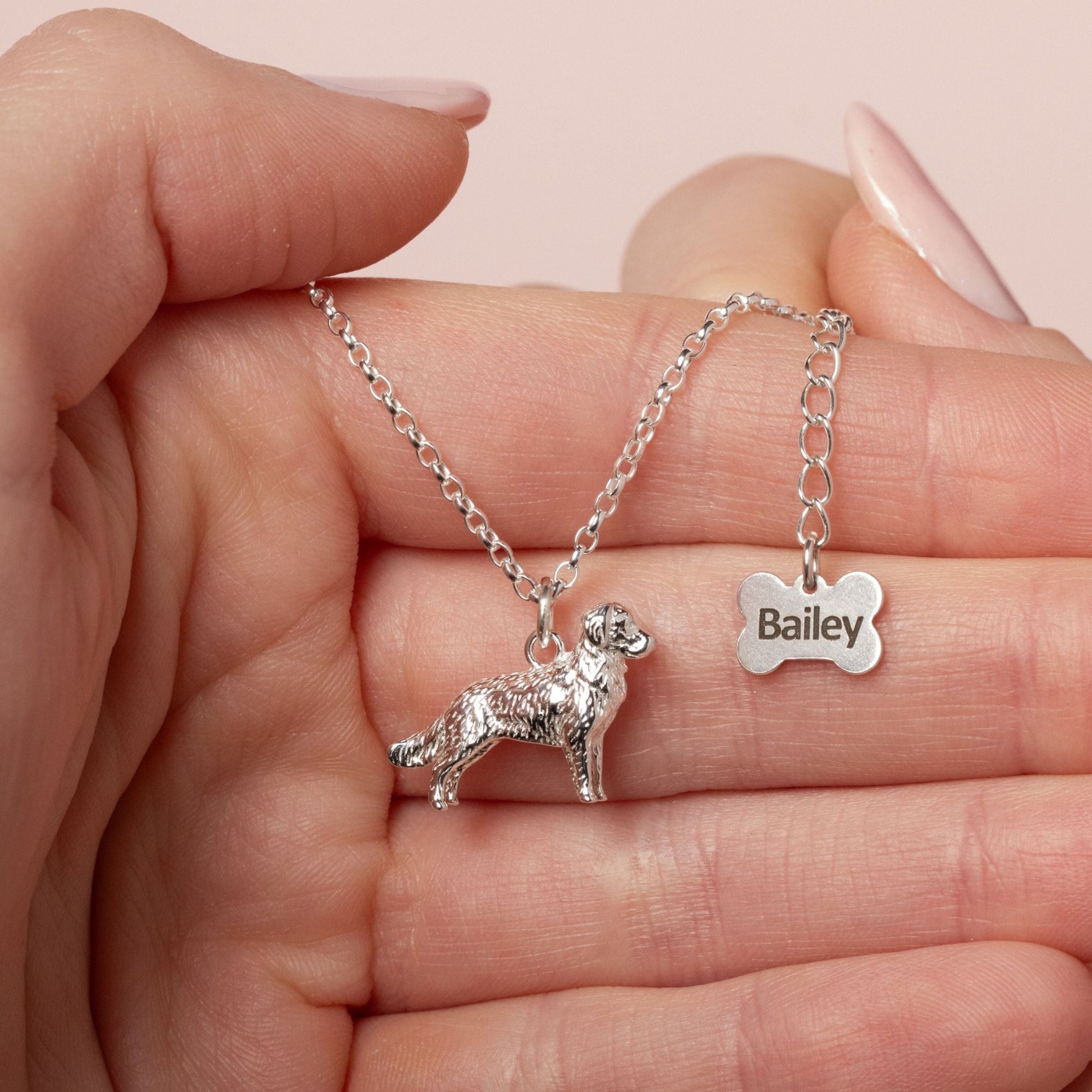 Golden Retriever Silver Necklace - Personalised - MYLEE London