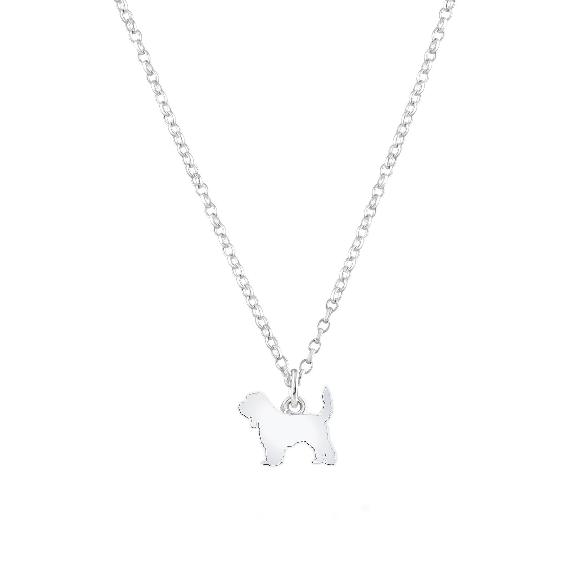 Grand Basset Griffon Vendéen Silhouette Silver Necklace - Personalised - MYLEE London