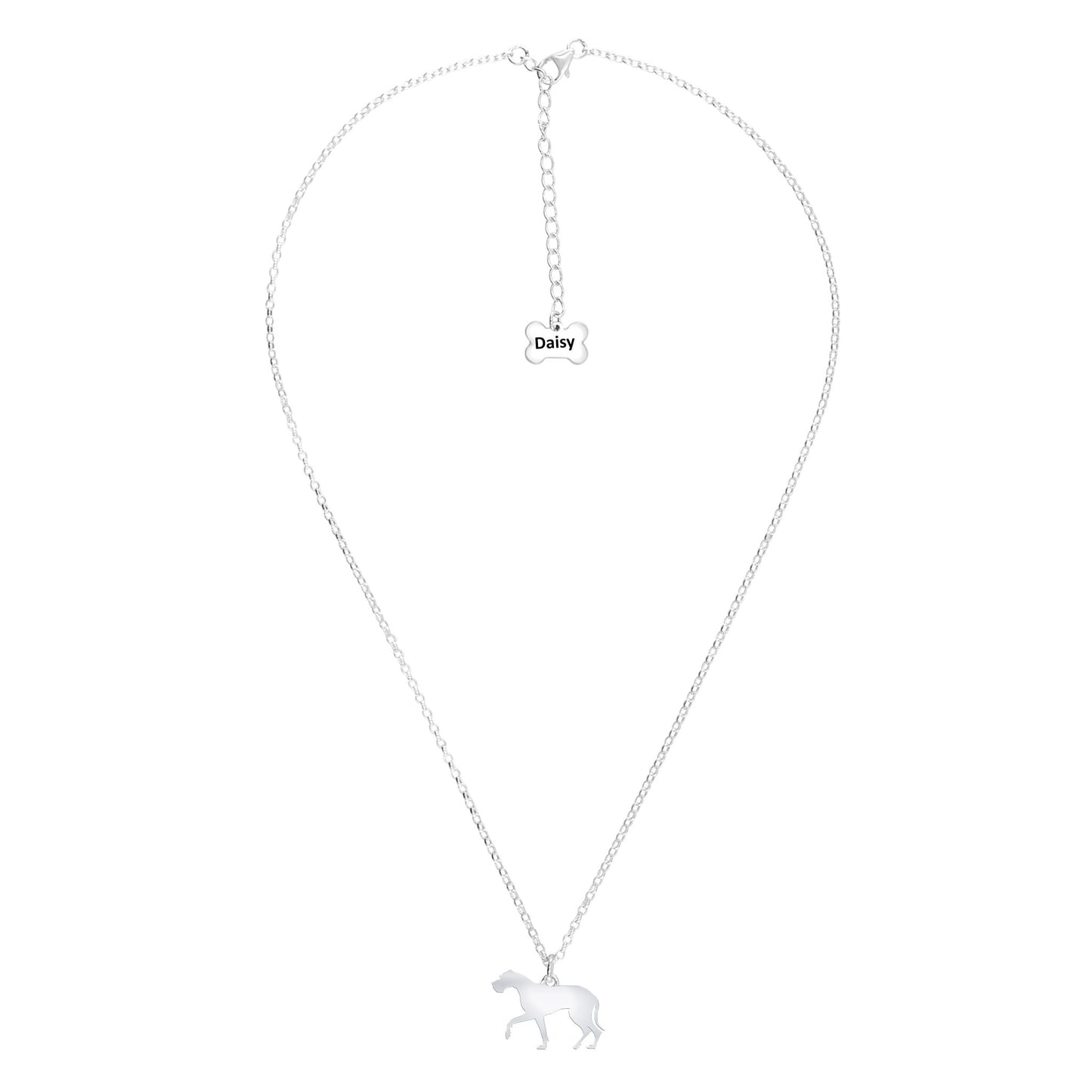 Great Dane Silhouette Silver Necklace - Personalised - MYLEE London