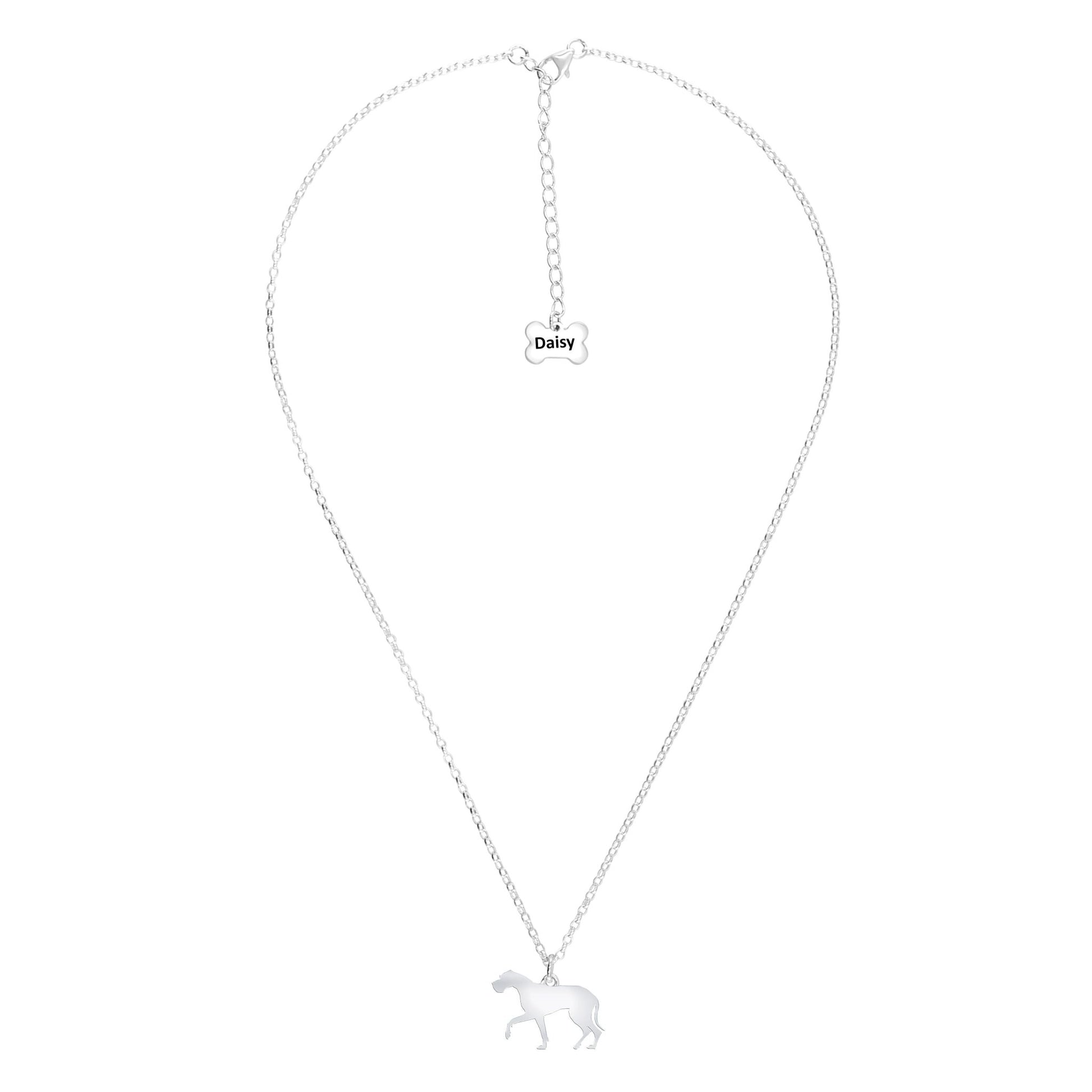 Great Dane Silhouette Silver Necklace - Personalised - MYLEE London