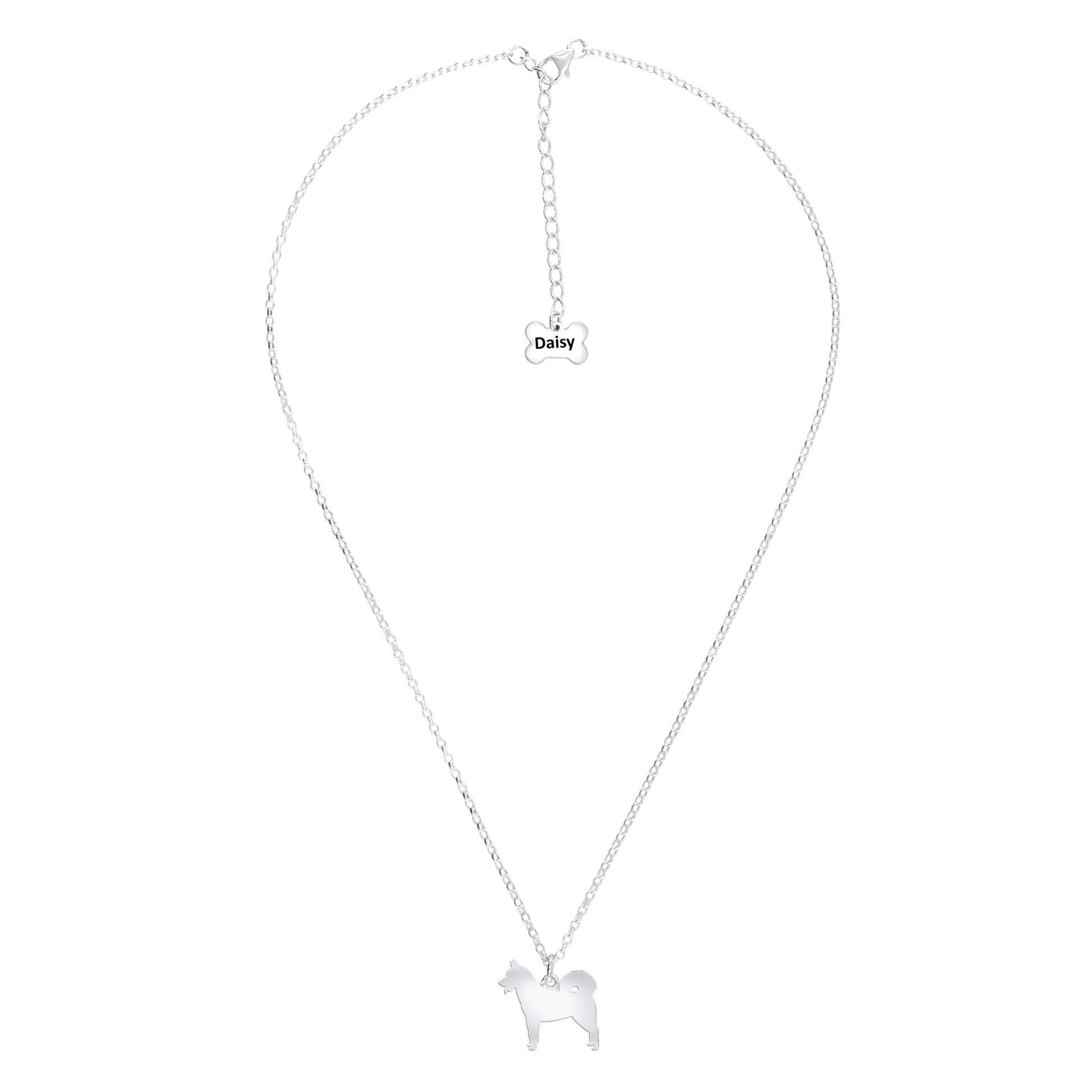 Greenland Dog Silhouette Silver Necklace - Personalised - MYLEE London