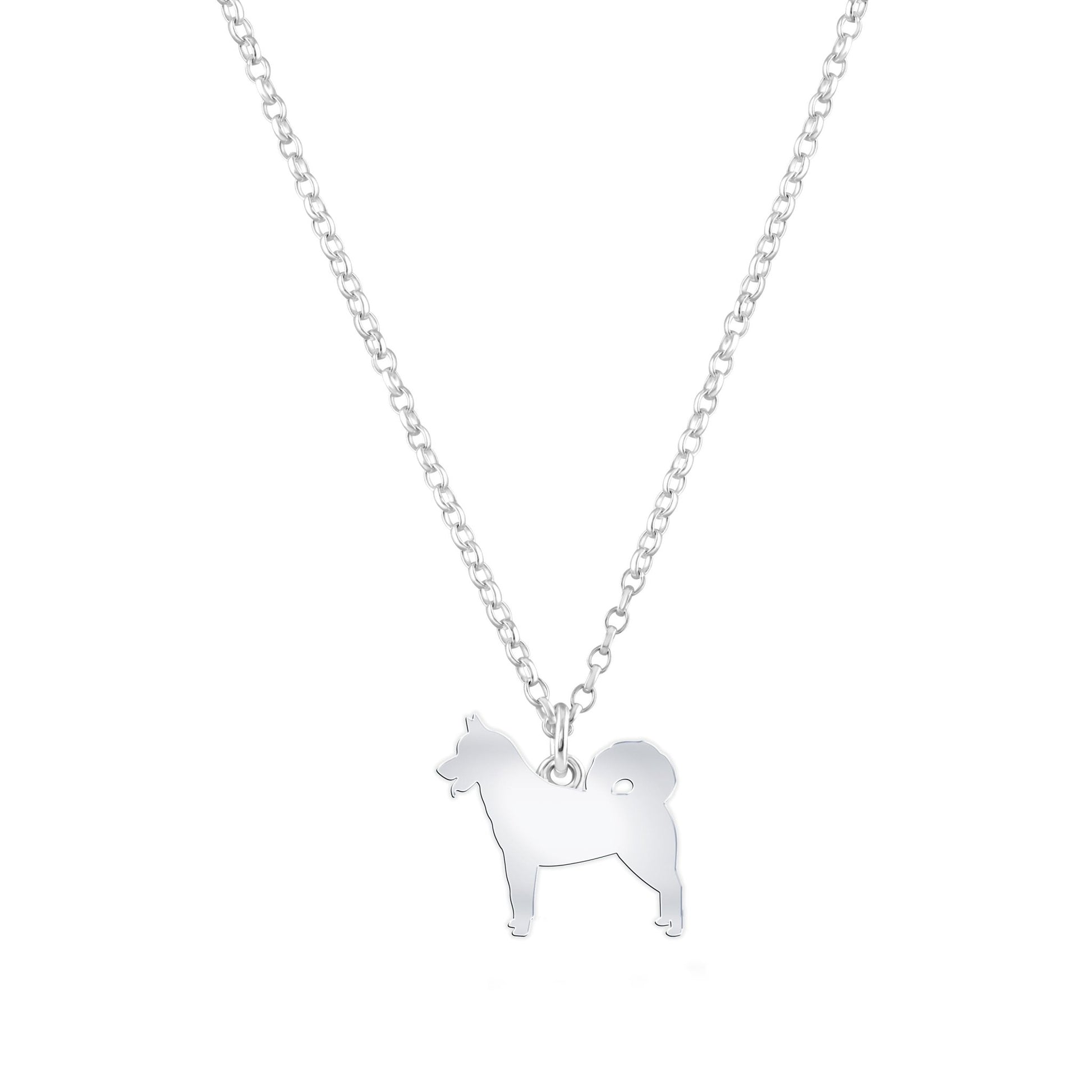 Greenland Dog Silhouette Silver Necklace - Personalised - MYLEE London