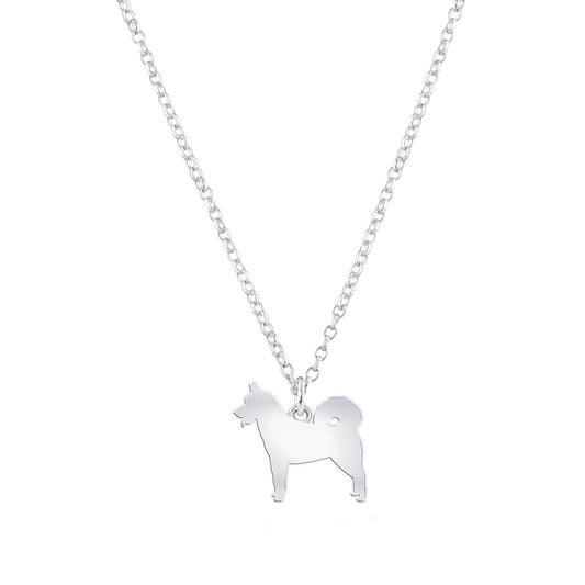 Greenland Dog Silhouette Silver Necklace - Personalised - MYLEE London