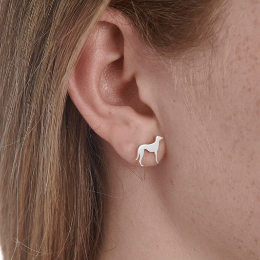 Greyhound Silver Stud Earrings - MYLEE London