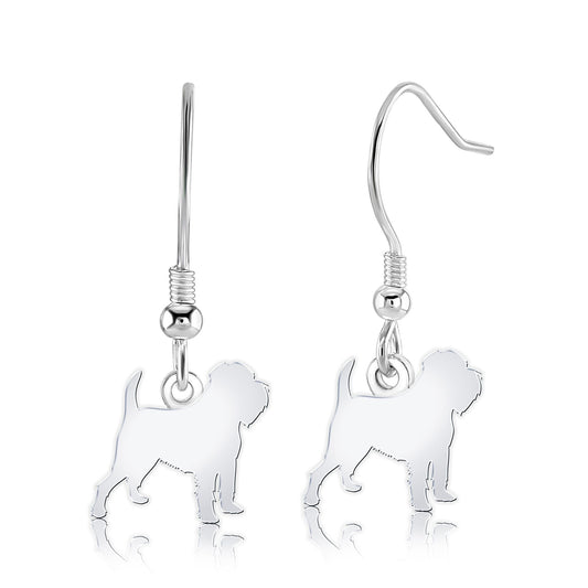 Griffon Bruxellois Silhouette Silver Earrings - MYLEE London