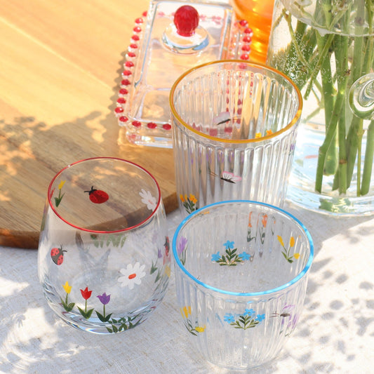 Hand Painted Floral Drinking Glass - MYLEE London