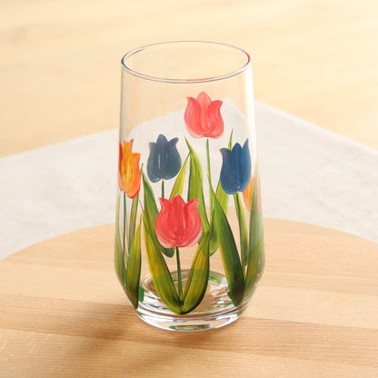 Hand Painted Tulip Drinking Glass - MYLEE London