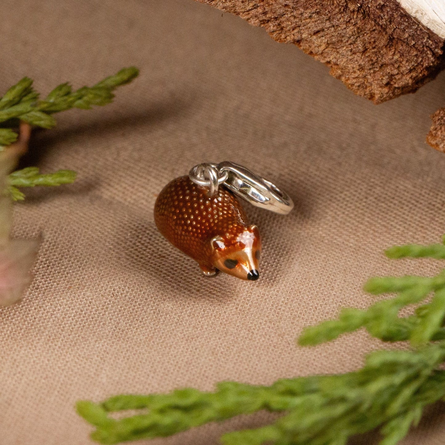Hedgehog Charm - Enamelled Sterling Silver - MYLEE London