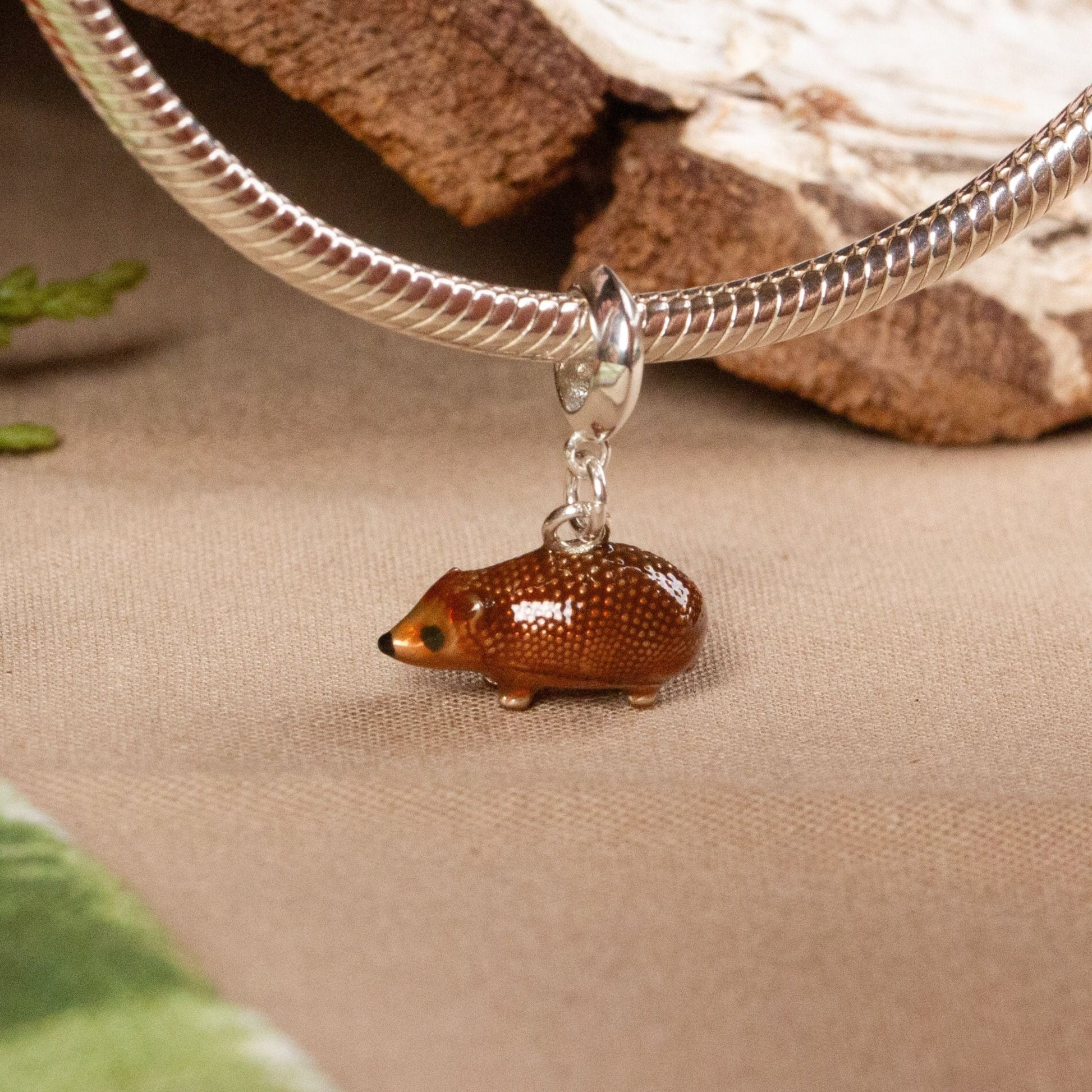 Hedgehog Charm - Enamelled Sterling Silver - MYLEE London