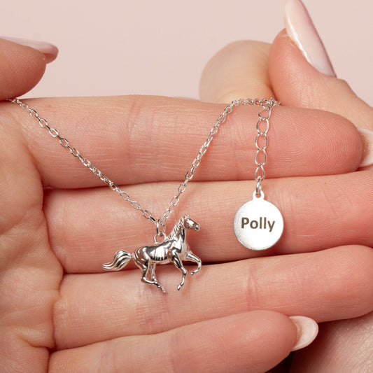 Horse Silver Necklace - Personalised - MYLEE London