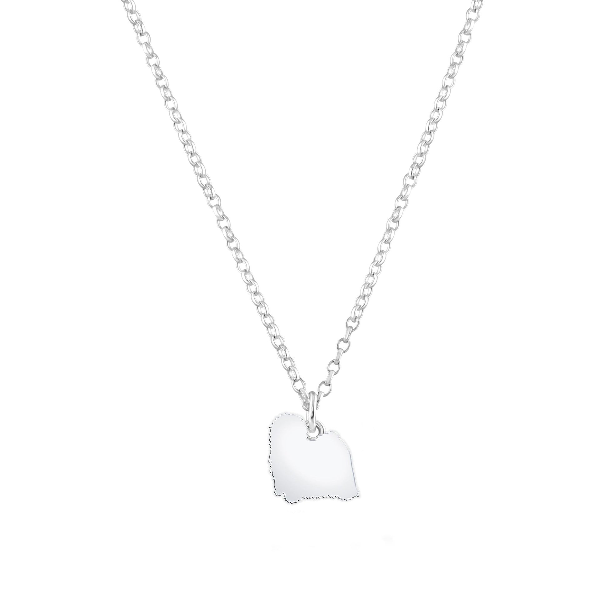 Hungarian Puli Silhouette Silver Necklace - Personalised - MYLEE London