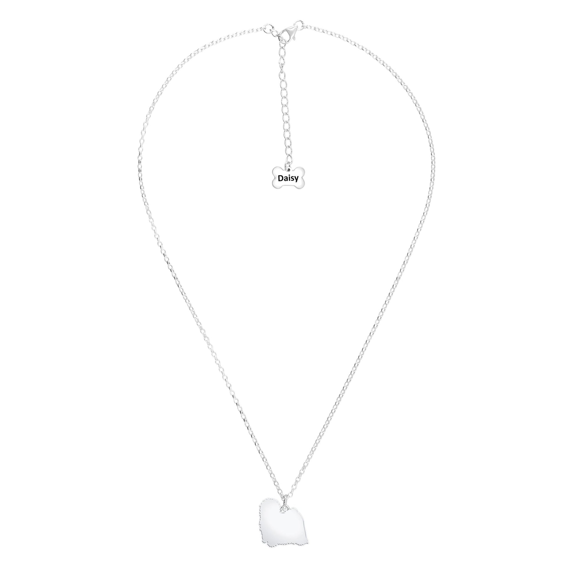 Hungarian Puli Silhouette Silver Necklace - Personalised - MYLEE London